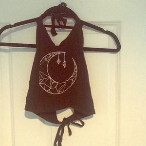 Black boho halter with moon  PACSUN